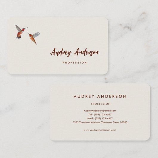 Carte de visite des colibris roux (Devant / Derrière)