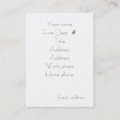 CARTE DE VISITE DES COMBATTANTS D'INCENDIE (Dos)