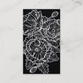 Carte De Visite Des coquelicots de fleurs Lineares blancs sur noir (Devant)