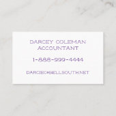 CARTE DE VISITE DES DATES SIMPLES (Dos)