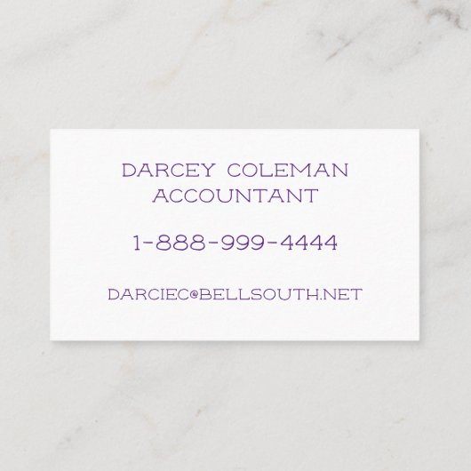 CARTE DE VISITE DES DATES SIMPLES (Dos)