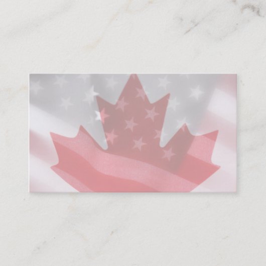 carte de visite des drapeaux américains et canadie (Devant)