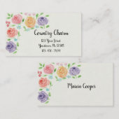Carte de visite des fleurs aquarelles (Devant / Derrière)