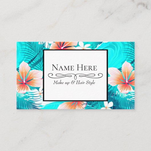 Carte De Visite Des fleurs d'Hibiscus sur la plage (Devant)