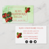 Carte de visite des fraises d'aquarelle (Devant / Derrière)