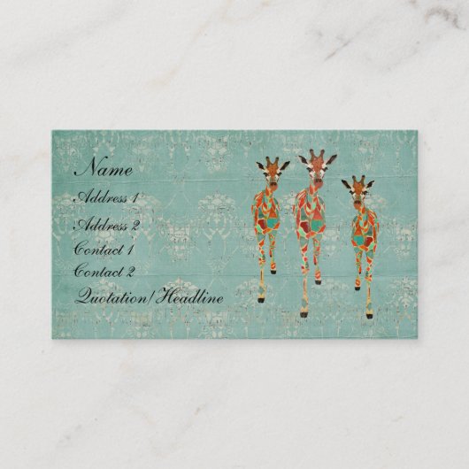 Carte de visite des girafes II/étiquettes azurés (Devant)