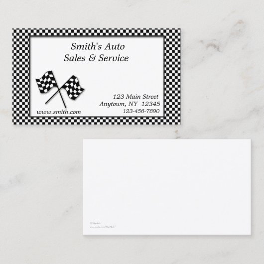 Carte de visite des indicateurs de course (Devant / Derrière)