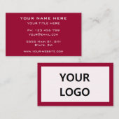 Carte de visite des informations d'adresse du logo (Devant / Derrière)