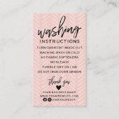Carte de visite des instructions de lavage rose de (Devant)