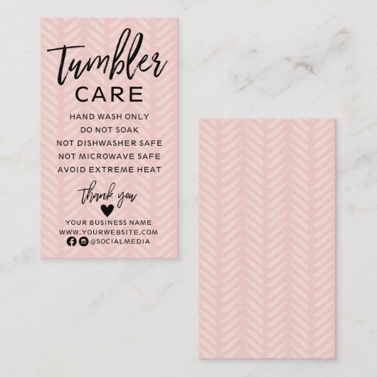 Carte de visite des instructions de soin Peach ros (Devant / Derrière)