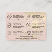 Carte de visite des instructions de soins postérie (Dos)