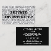 Carte de visite des mots juridiques de l'enquêteur (Devant / Derrière)