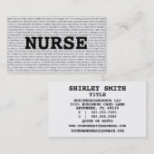 Carte de visite des mots Médicales infirmière (Devant / Derrière)