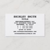 Carte de visite des mots Médicales infirmière (Dos)