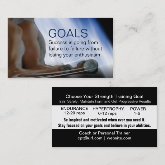 Carte de visite des objectifs (Devant / Derrière)