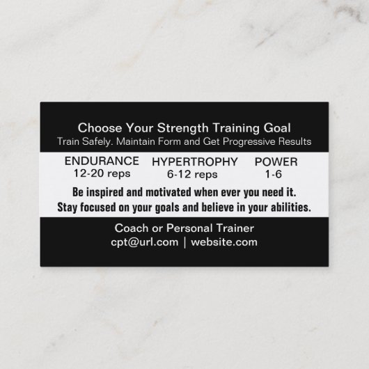 Carte de visite des objectifs (Dos)