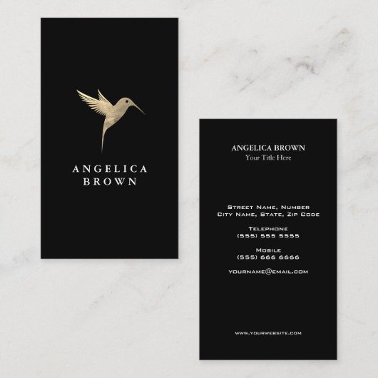 Carte de visite des oiseaux de Humming (Devant / Derrière)