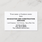 Carte de visite des pistes de sable de la construc (Dos)