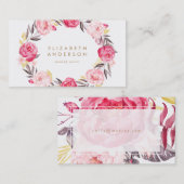 Carte de visite des pivoines de fleurs roses (Devant / Derrière)