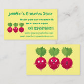 Carte De Visite Des radis mignons chantant des légumes de dessin a (Devant / Derrière)