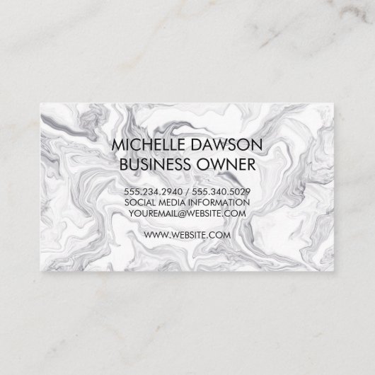 Carte de visite des rayures de monogramme de marbr (Dos)