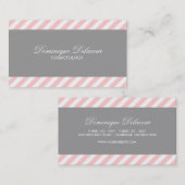 Carte de visite des rayures diagonales rose et gri (Devant / Derrière)