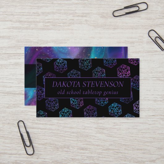 Carte De Visite Dés RPG | Joueur de table Nebula Imaginaire PnP (Devant/Arrière en situation)