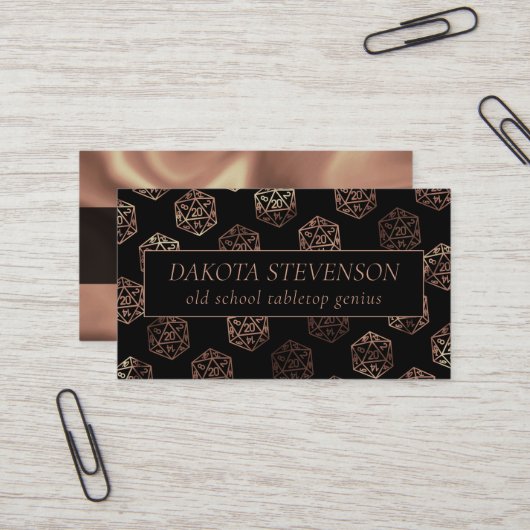 Carte De Visite Dés RPG | Marque de la tablette Imaginaire en cuiv (Devant/Arrière en situation)