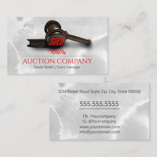 Carte de visite des services aux enchères (Devant / Derrière)