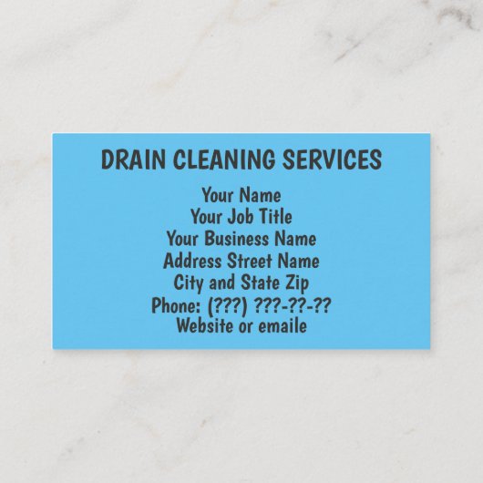 Carte de visite des services de nettoyage de drain (Dos)