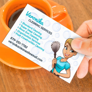 Carte de visite des services de nettoyage domestiq