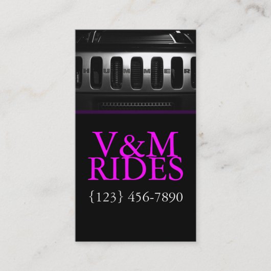 Carte de visite des services de pilotes Limousines (Devant)
