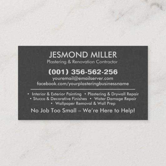 Carte de visite des services de plastification et  (Dos)