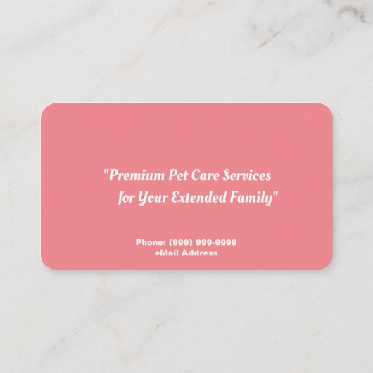 Carte de visite des services de pose de chien (Dos)