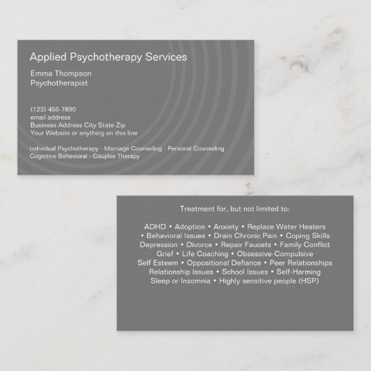 Carte de visite des services de psychothérapie cli (Devant / Derrière)