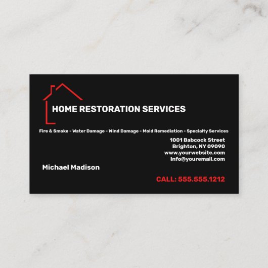 Carte de visite des services de restauration à dom (Devant)