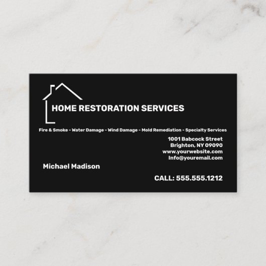 Carte de visite des services de restauration à dom (Devant)