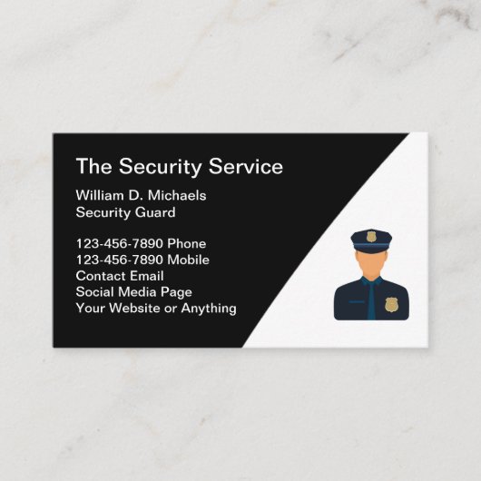 Carte de visite des services de sécurité Modèle mo (Devant)