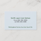 Carte de visite des services d'entretien de triage (Dos)