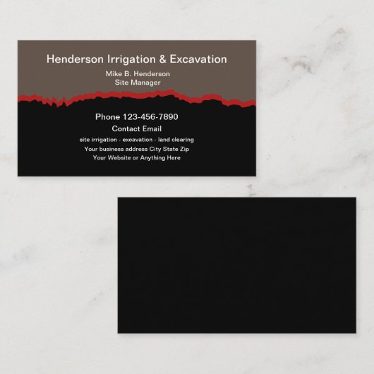 Carte de visite Des Services D'Irrigation Et D'Exc (Devant / Derrière)