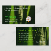 Carte de visite des Services Jardins Feuilles vert (Devant / Derrière)