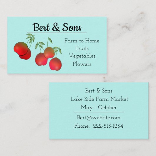 Carte de visite des tiges de cerise d'aquarelle (Devant / Derrière)