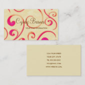 Carte de visite des tourbillons ivoire et rose (Devant / Derrière)