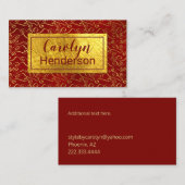 Carte de visite des tourbillons rouges et or (Devant / Derrière)