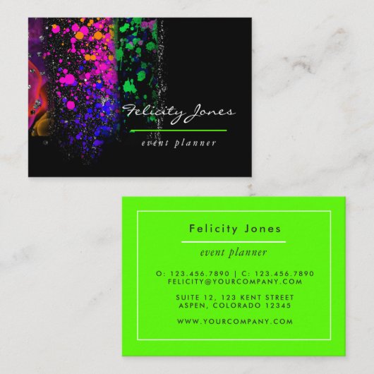 Carte de visite des traits de pinceau de néon (Devant / Derrière)