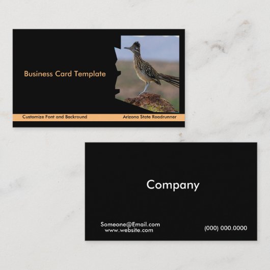 Carte De Visite Desert Bird Roadrunner Arizona State Map (Devant / Derrière)