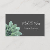 Carte De Visite Desert Botanical Succulent Elegant Grey (Devant)
