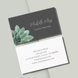 Carte De Visite Desert Botanical Succulent Elegant Grey
