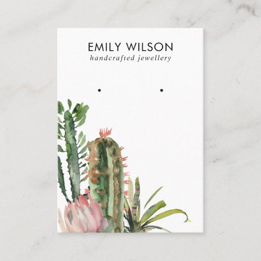 CARTE DE VISITE DÉSERT CACTUS PROTÉA FOLIAGE STUD EARRING AFFICHAG (Devant)