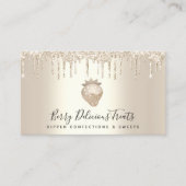 Carte De Visite Désert de confection aux fraises QR Code Gold Driv (Devant)